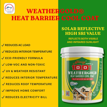 1001 Heat Barrier A Cool Roof Coating/Heat Reflective Paint I Solar Reflective Roof Coating |Summer Cool | Heat Resistance Paint | High Sri Terrace Cooling White WT - 1 Kg