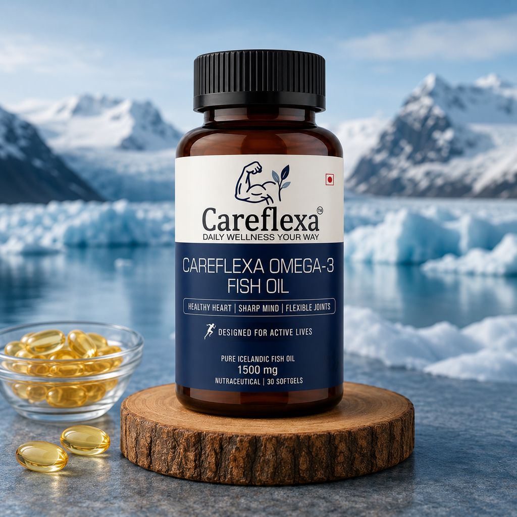 Careflexa Icelandic Fish Oil 1500mg - Premium Omega 3 Triple Strength (60 Capsules)