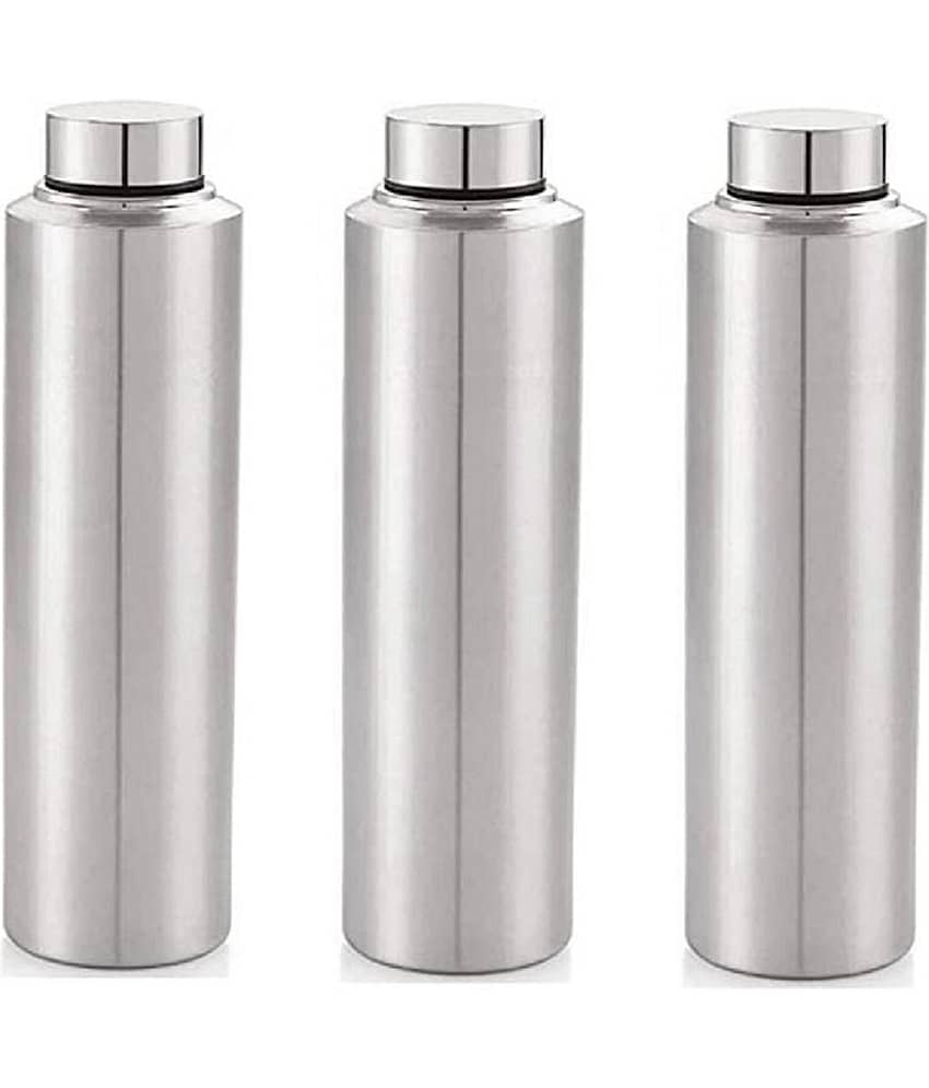 Dynore 500 Fridge Bottle Silver Steel Fridge Water Bottle 500 mL ( Set of 3 )