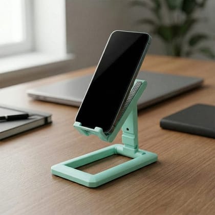 Adjustable & Foldable Mobile Phone/Tablet Desktop Stand Bracket (Mint Green)