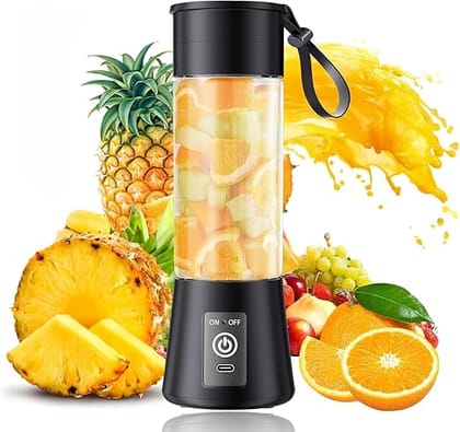 Portable 6-Blade Juicer Blender with Built-In Jar, Juice Mixer Bottle, Fruit Juice Machine, USB Rechargeable Personal Size Juicer Grinder for Juices, Kitchen Appliance for Protein & Milk Shakes (Multi Colour)