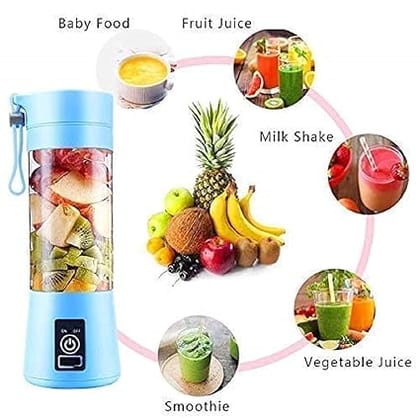Portable Juicer Blender with 6-Blade, USB Rechargeable, Personal Smoothie Maker, Protein Shake Mixer, Built-In Bottle, for Home, Travel and Gym | Randomly Assorted