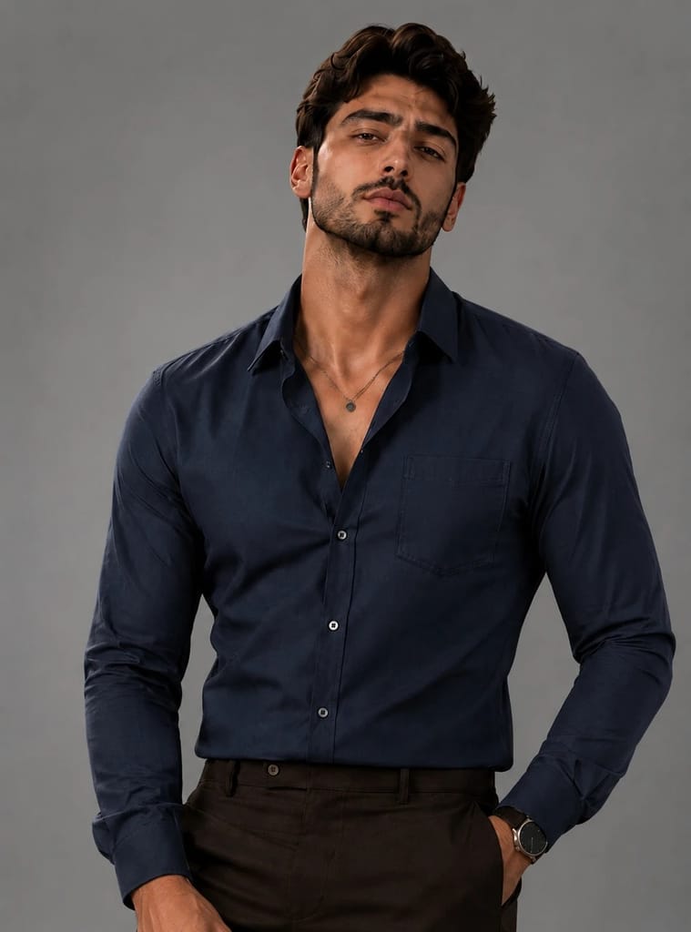 Men's Premium Navy Blue Formal Shirt