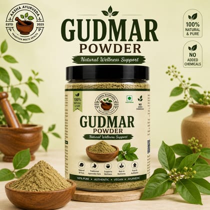 Aasha Ayurveda Gudmar Powder | 100% Natural Gudmar Leaf Powder | Premium Quality Herbal Powder