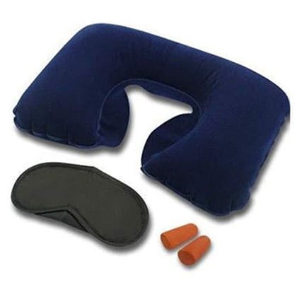 3-in-1 Air Travel Kit with Pillow, Ear Buds & Eye Mask