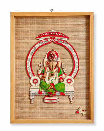 Handmade Wooden Ganesha Wall Art Frame (Natural Finish) Handmade Wooden Ganesha Wall Art Frame (Natural Finish)