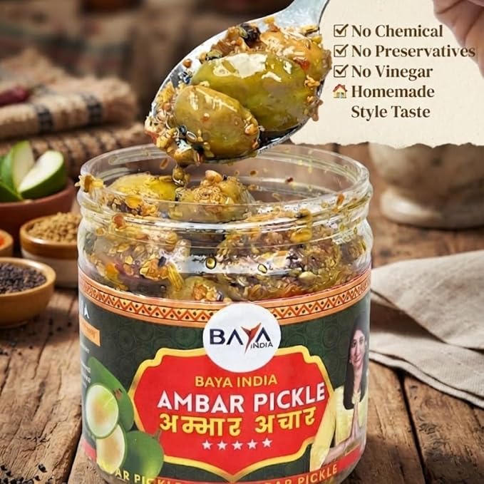 Baya India Ambar Pickle | 400g | Homemade Authentic Indian Achar | Traditional Recipe | No Preservatives | Spicy & Tangy Taste