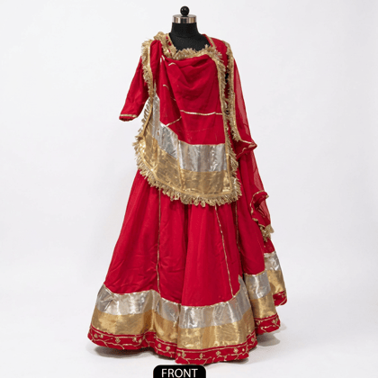 Women's Red and Gold Traditional Anarkali Gown with Dupatta
