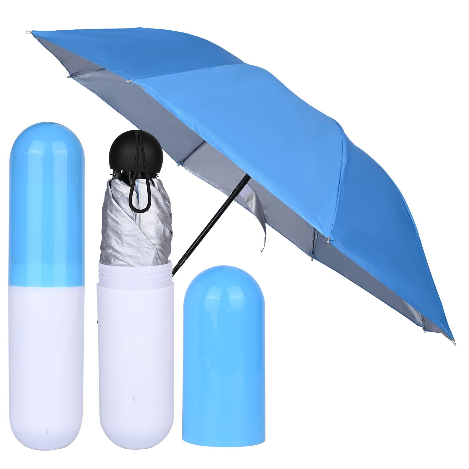 Capsule Umbrella /Capsule Case Umbrella Lightweight Waterproof UV Protection Mini Compact Foldable Design Travel Umbrella For Men and Women (Assorted)