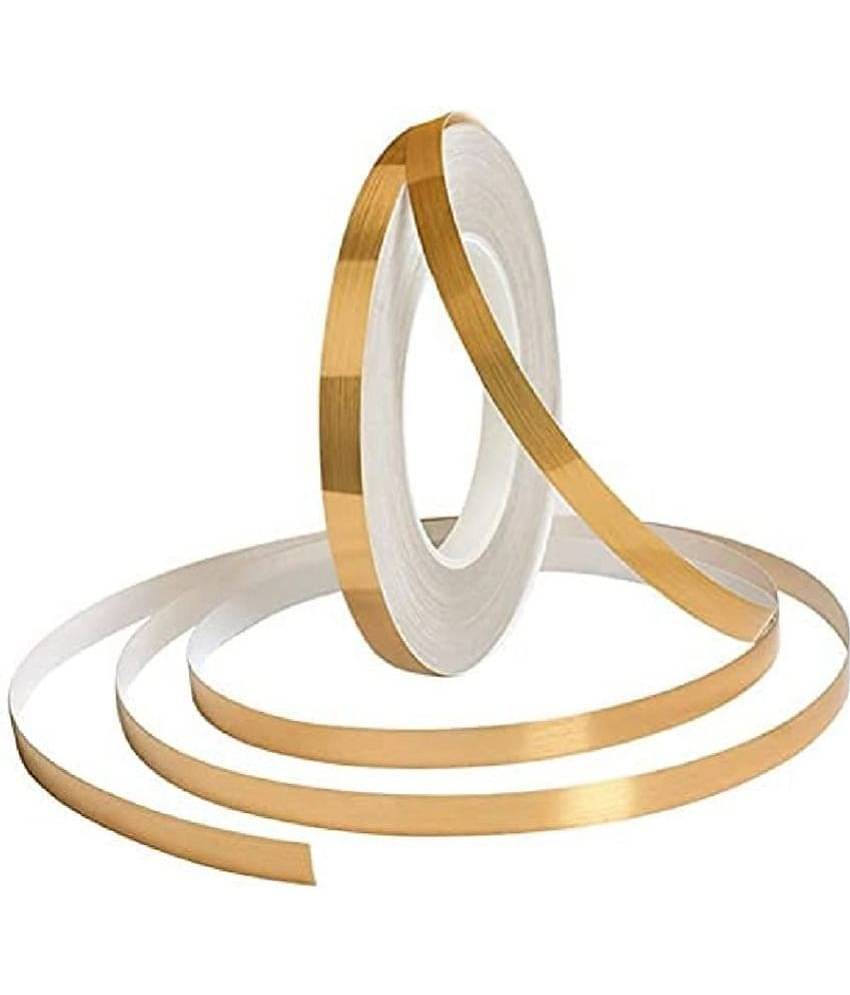 50 Meters Waterproof Gap Sealing Golden Decoration Tape for Home Floor Tiles, Wa - Gold Single Sided Decorative Tape ( Pack of 1 )