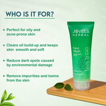 Tea Tree Oil Control Face Wash for Oily & Acne-Prone Skin 300ML