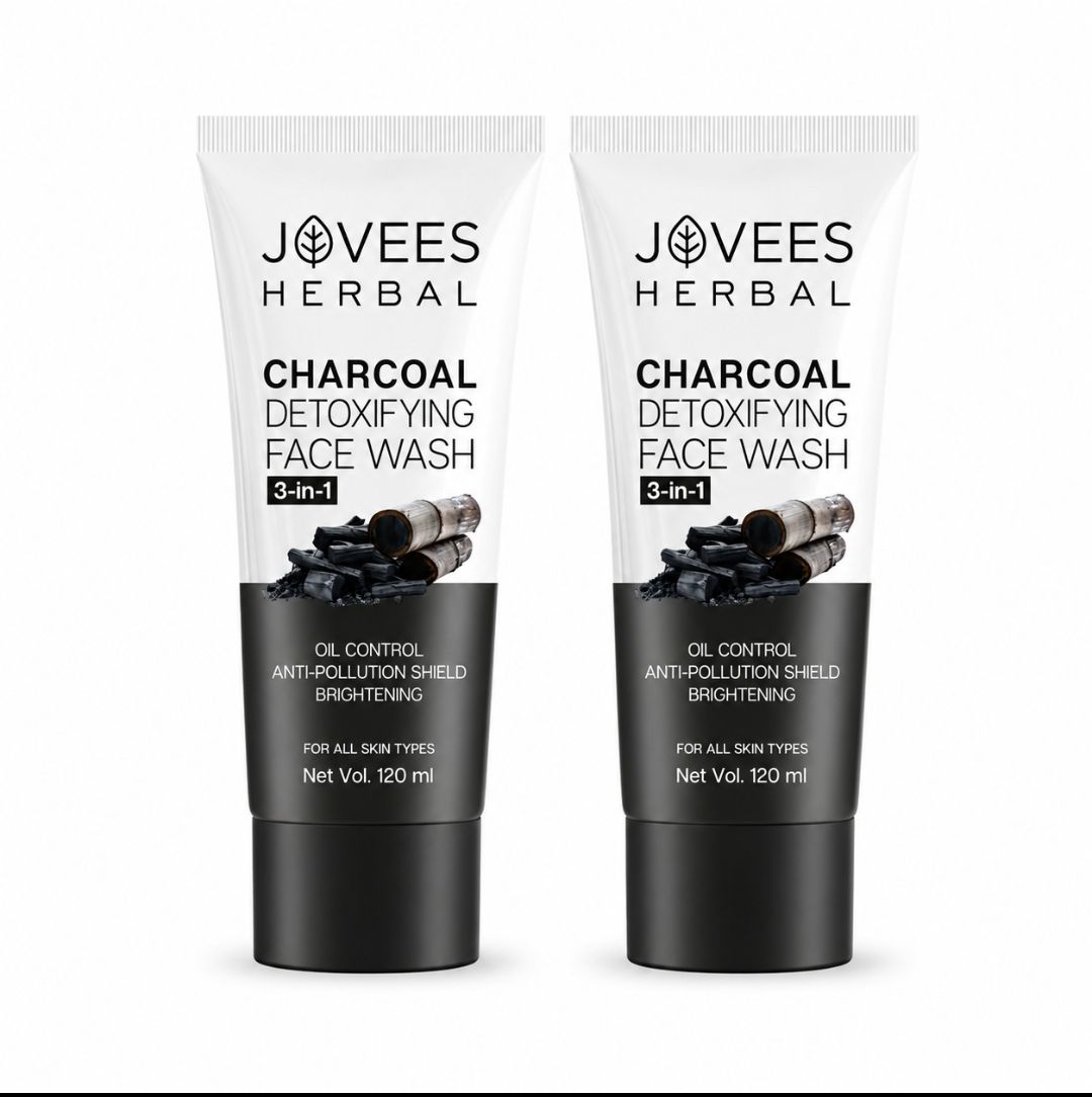 Jovees Activated Charcoal Detoxifying Face Wash | Deep Pore Cleansing || COMBO PACK OF 2PCS(EACH-120ML)