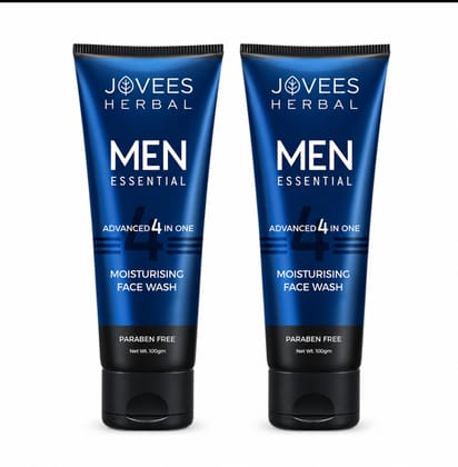 Jovees Men's Essential Advanced 4 in 1 Moisturizing Face Wash ||COMBO OF 2 PCS( EACH 100ML)-