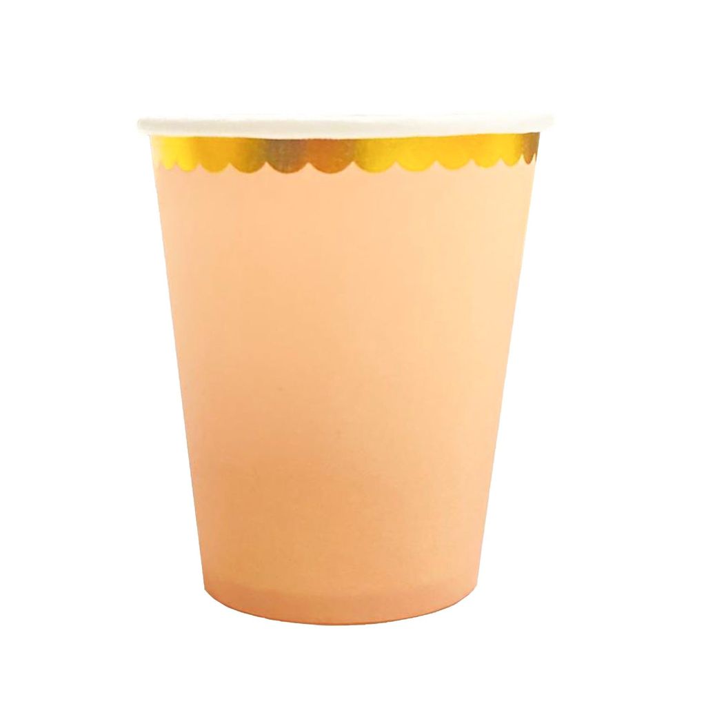 Rose Gold Paper Cups with Gold Rim 250ML - 10 PC - Party and Festive Needs | Buy online on ZillyBuy