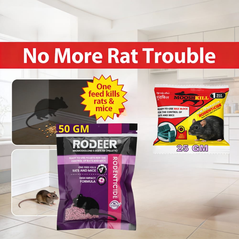 Powerfull Rat Killer Cake & Pellets Combo | Make Your Home Rats & Rodents Free | 50GMx1+25GMx1 - Fresheners and Repellents | Buy online on ZillyBuy