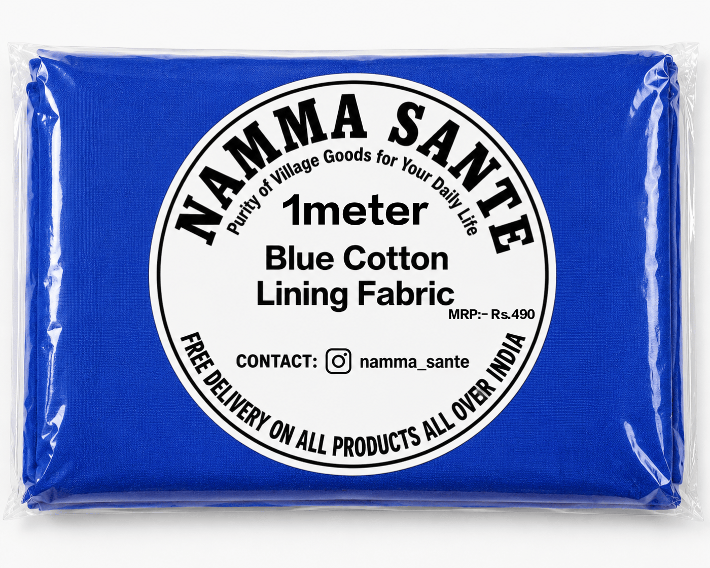 Blue Cotton Lining Fabric, Neeli Cotton Lining Kapda, Neela Cotton Astar Kapda, Neeli Lining Batte, Blue Cotton Inner Fabric 1meter 
