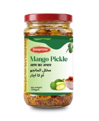 Mango Pickle Tangy & Spicy Achar with Real Mango Pieces, Authentic Indian Homemade Style, Made with Natural Ingredients, Freshness Locked Airtight Seal Jar