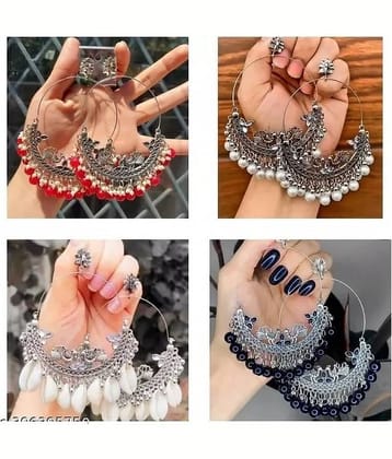 Samridhi DC Silver Drop Earrings ( Pack of 4 )