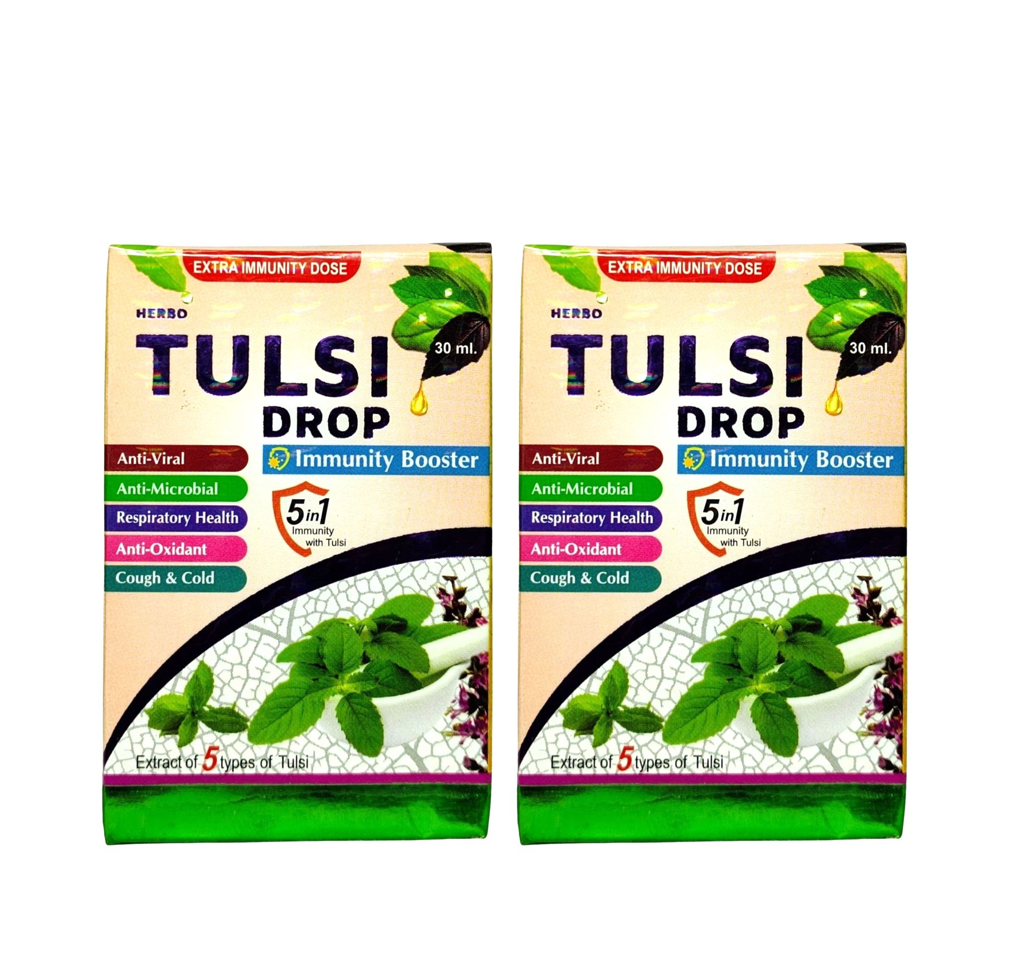 Herbs & Drugs Pure Tulsi Drops (Pack of 2) – 100% Natural-Herbal Concentrated Panch Tulsi Extract for Immunity & Respiratory Support