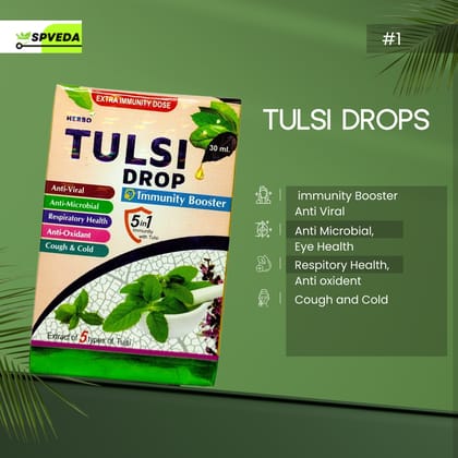 Herbs & Drugs Pure Tulsi Drops (Pack of 2) – 100% Natural-Herbal Concentrated Panch Tulsi Extract for Immunity & Respiratory Support