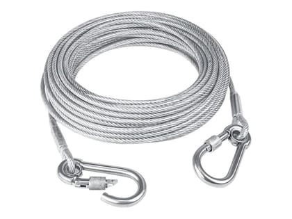 Steel Clothes Drying Rope 5 Meter with Locking Hooks, Heavy Duty Portable Laundry Clothesline Wire for Balcony, Camping, Indoor & Outdoor Use