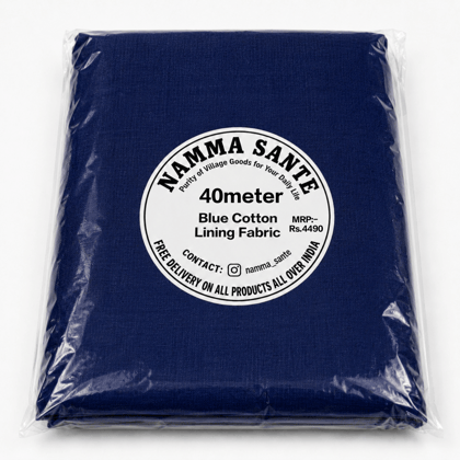 Blue Cotton Lining Fabric, Neeli Cotton Lining Kapda, Neela Cotton Astar Kapda, Neeli Lining Batte, Blue Cotton Inner Fabric 40meter 