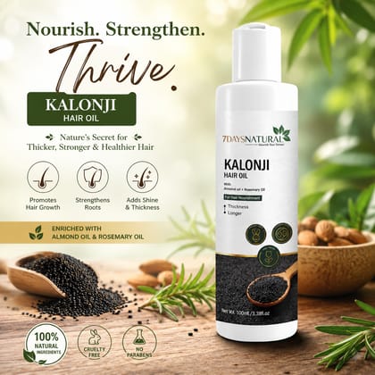 Elegantra Kalonji Hair Oil 100ml – Black Seed, Almond & Rosemary Blend for Hair Growth, Thickness & Root Strength | Anti Hair Fall & Split End Repair Therapy Oil
