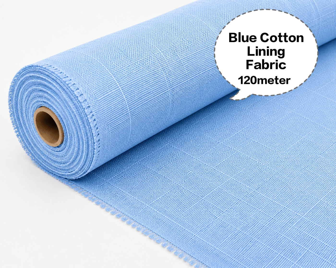 Blue Cotton Lining Fabric, Neeli Cotton Lining Kapda, Neela Cotton Astar Kapda, Neeli Lining Batte, Blue Cotton Inner Fabric 120meter 