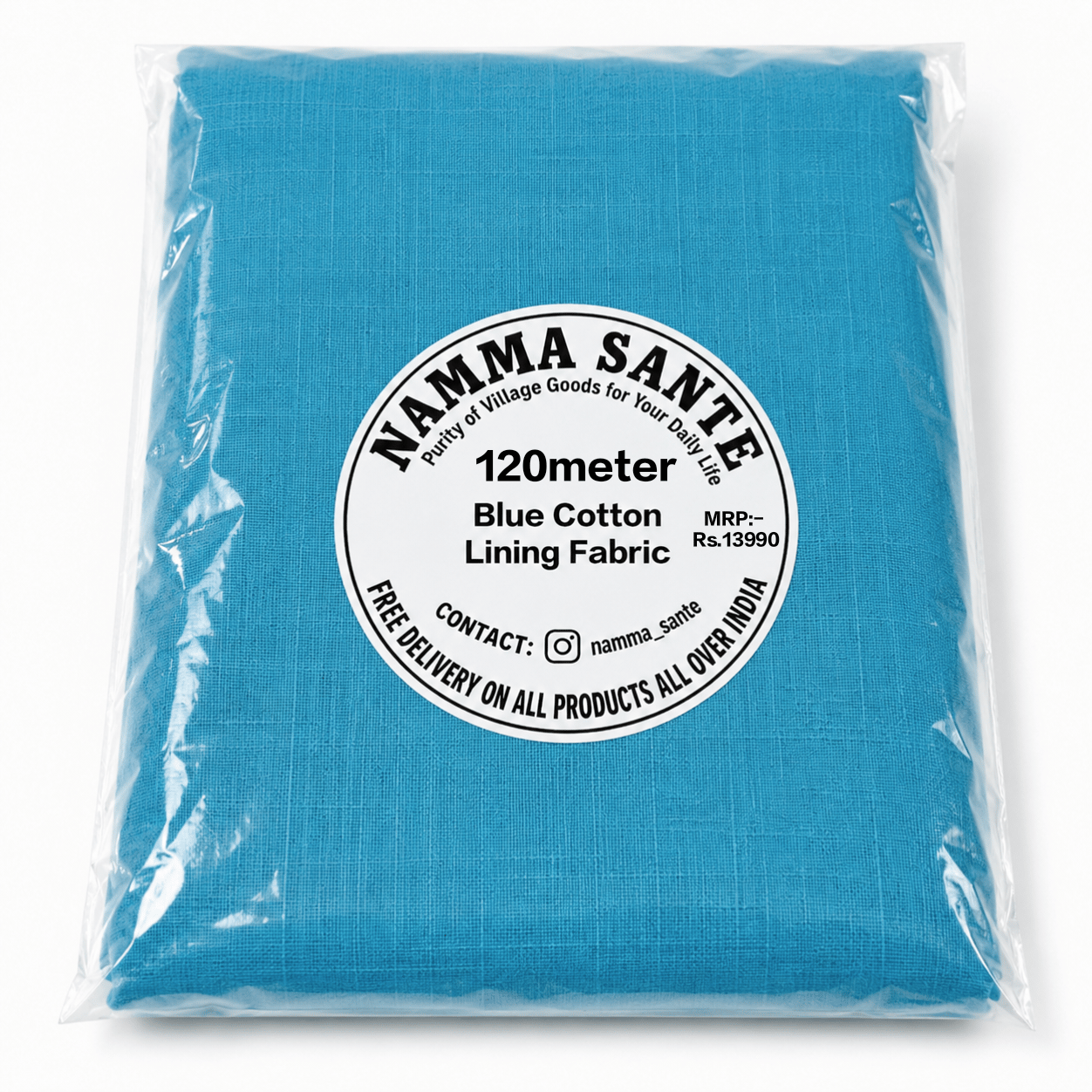 Blue Cotton Lining Fabric, Neeli Cotton Lining Kapda, Neela Cotton Astar Kapda, Neeli Lining Batte, Blue Cotton Inner Fabric 120meter 