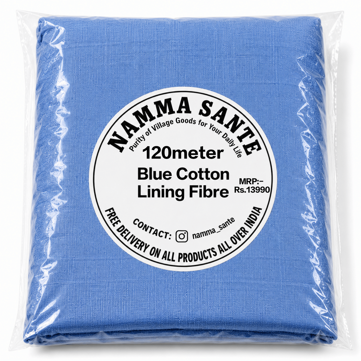 Blue Cotton Lining Fabric, Neeli Cotton Lining Kapda, Neela Cotton Astar Kapda, Neeli Lining Batte, Blue Cotton Inner Fabric 120meter 