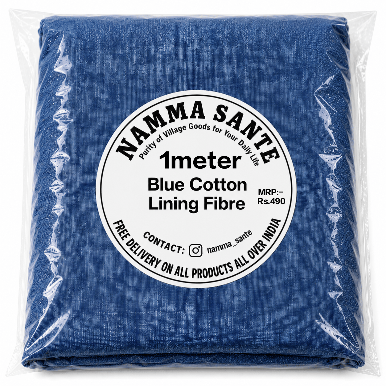 Blue Cotton Lining Fabric, Neeli Cotton Lining Kapda, Neela Cotton Astar Kapda, Neeli Lining Batte, Blue Cotton Inner Fabric 1meter 