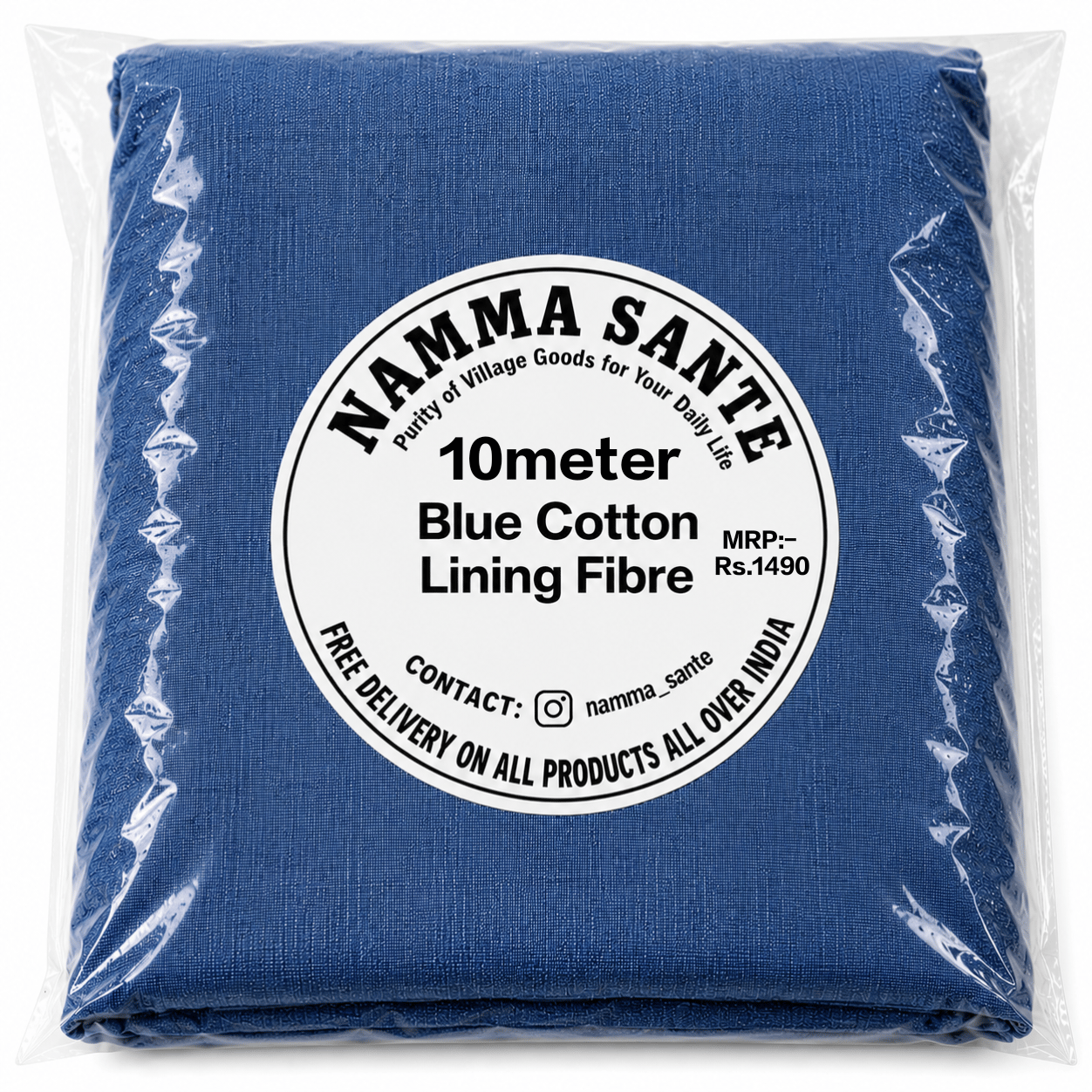 Blue Cotton Lining Fabric, Neeli Cotton Lining Kapda, Neela Cotton Astar Kapda, Neeli Lining Batte, Blue Cotton Inner Fabric 10meter 