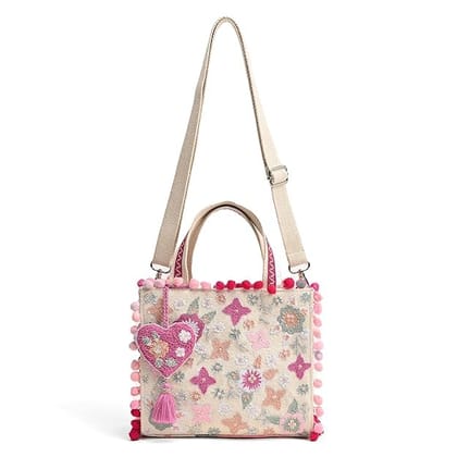 Boho Girl Whimsical Multicolor Jacquard Mini Blush Tote for Women with Adjustable Strap | Wedding Gifts For Woman