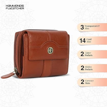 HAMMONDS FLYCATCHER Leather Ladies Wallet for Woman with 14 Card Slots - Clutch Purse for Women
