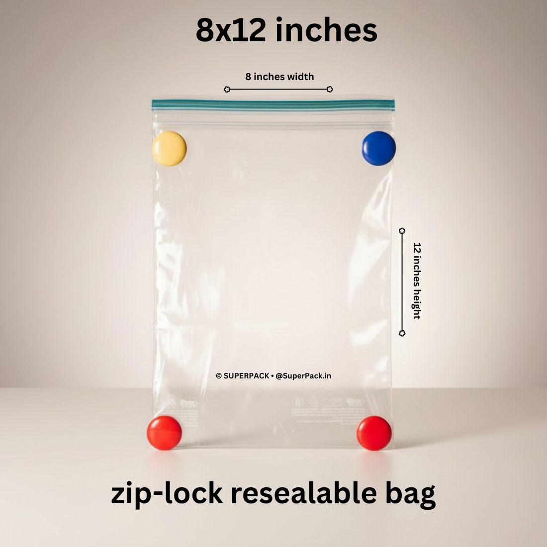 8x12 inch ziplock bag (pack of 100)