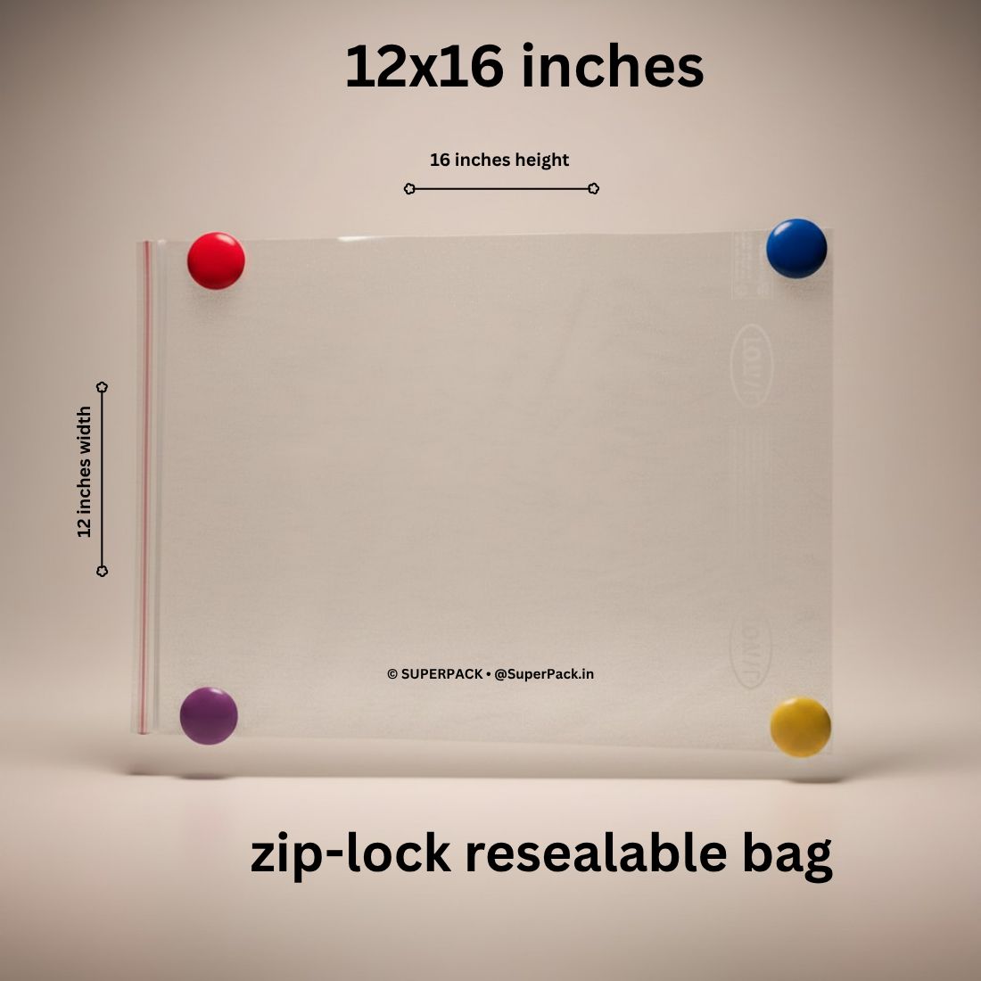 12x16 inches ziplock bag (pack of 100)