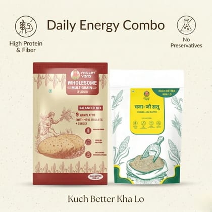 Energy Booster Combo – Wholesome Multigrain Flour (1 kg) + Chana Jau Sattu (400 gm) Energy Booster Combo – Wholesome Multigrain Flour (1 kg) + Chana Jau Sattu (400 gm)