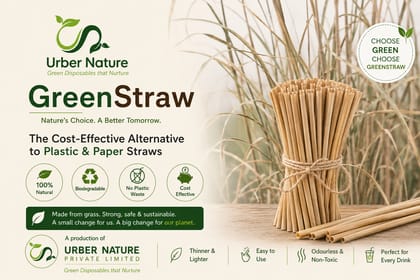 Urber Nature GreenStraw Eco-Friendly Grass Drinking Straws (Pack of 50)
