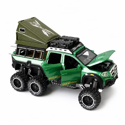 KTRS Enterprise 1:28 Marcades X-Class Die-Cast 6x6 Off-Road Camping Pickup Truck Toy with Light, Sound, Pull Back Action & Opening Doors