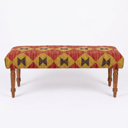 Handmade Kilim Upholstered Wooden Bench (48 inch) Handmade Kilim Upholstered Wooden Bench (48 inch)