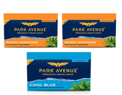 parkavenue 2 Good Morning and 1 Cool Blue, 125gm Soap Combo