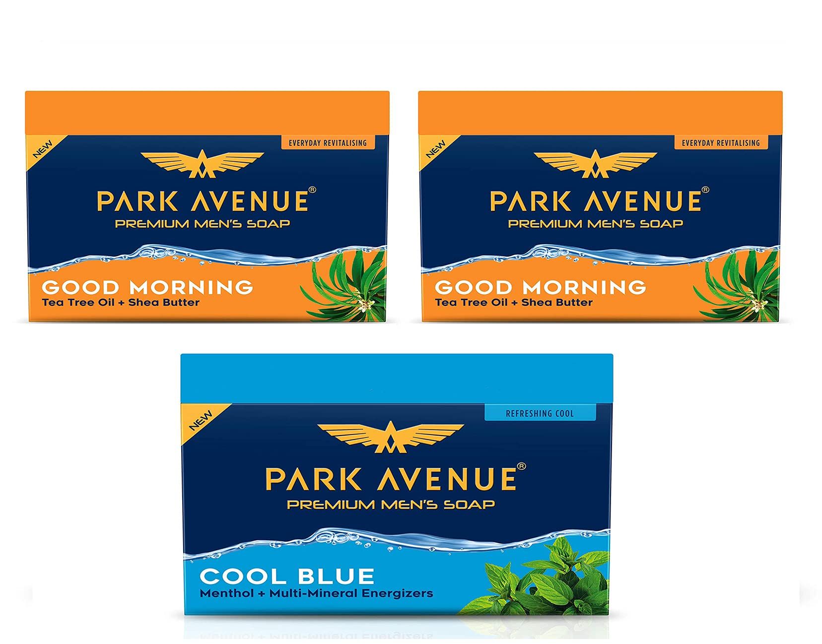 parkavenue 2 Good Morning and 1 Cool Blue, 125gm Soap Combo