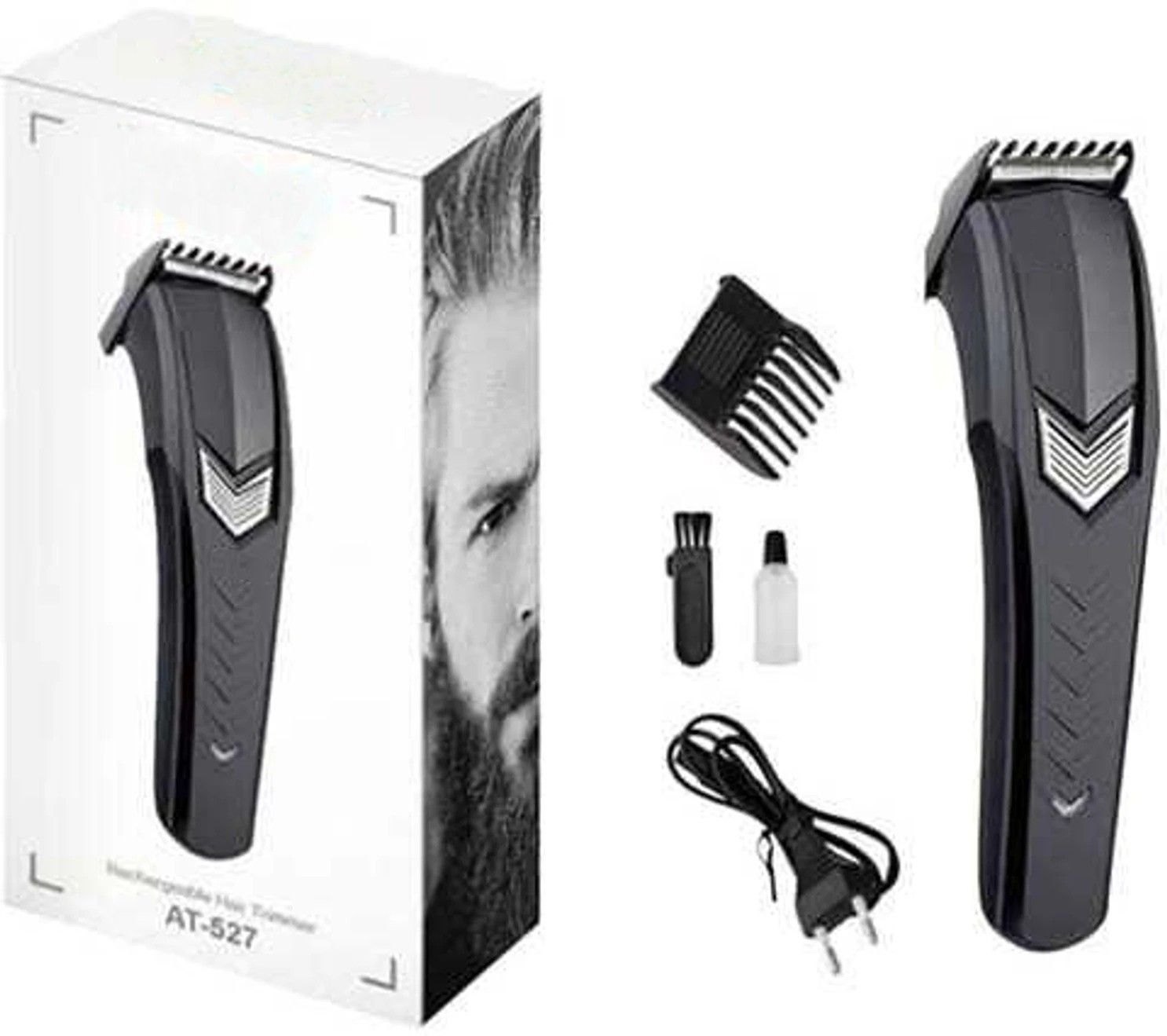 AT-527 Professional Corded/Cordless Electric Trimmer for Men & Women Trimmer 60 min Runtime 1 Length Settings (Black)