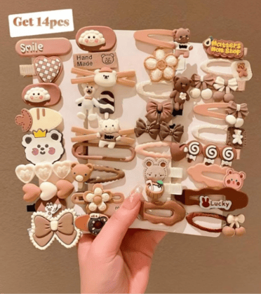 14pcs Cute Cartoon Hair Clips Set