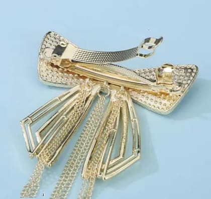 Korean Bow Design Pearl Tassel Metal