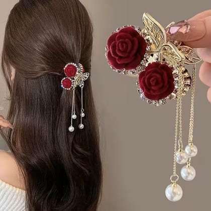 Red Rose Design Metal Claw