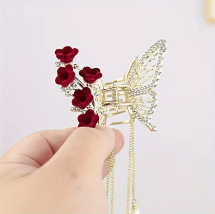 Red Rose Design Metal Claw Pack of 1