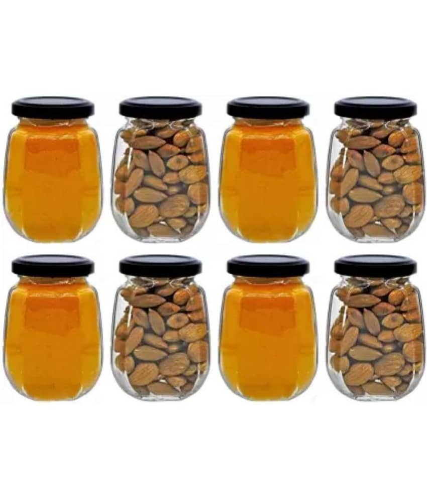 skwaion - Black Glass Spice Container ( Set of 6 ) - 250 ml