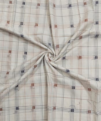 2.5m White Sambalpuri Handwoven Single Ikat Shirting Materials SFCSHI2302