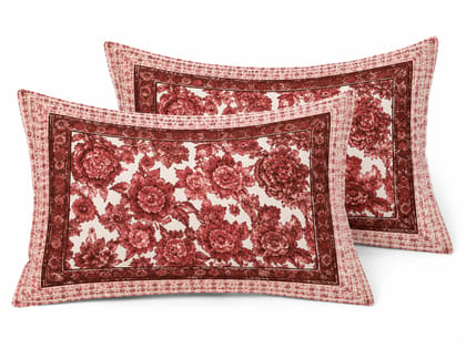 DHRUVINSRI Hand Block Print Pure Cotton Double King Bed Size Bedsheet, 100 * 108 Inches & 2 Large Pillow Covers, AZO Free, Antiwrikle- Pink Floral